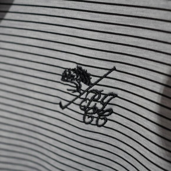 FootJoy Mens Polo Shirt Grey Striped Sz L GOLF TENNIS - Picture 8 of 8